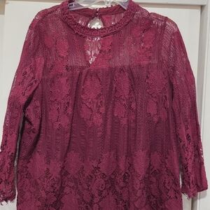 Soho New York And Company  Burgundy Lace Blouse